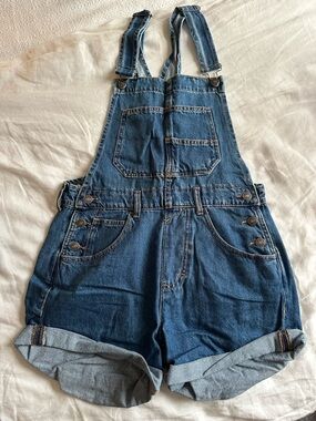 Free People Denim Short Overalls - Blue